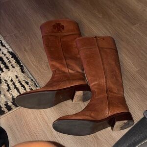 Tory Burch Cognac Leather Knee-High Boots